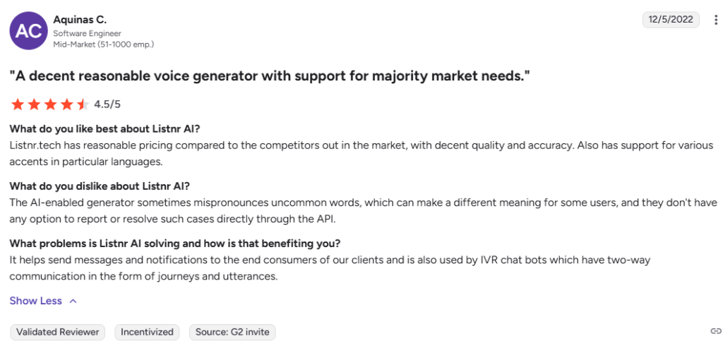 Listnr AI-Review-G2