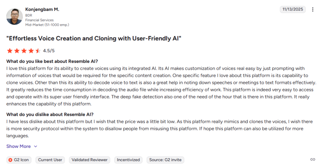 Resemble AI-Review-G2