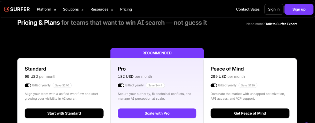 Surfer Pricing