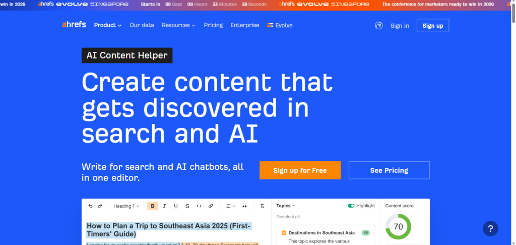 Ahrefs Content Helper