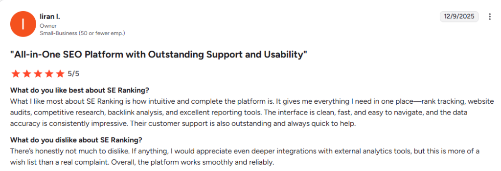 SE Ranking G2 Review