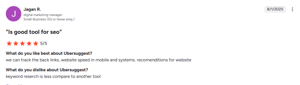 Ubersuggest G2 Review