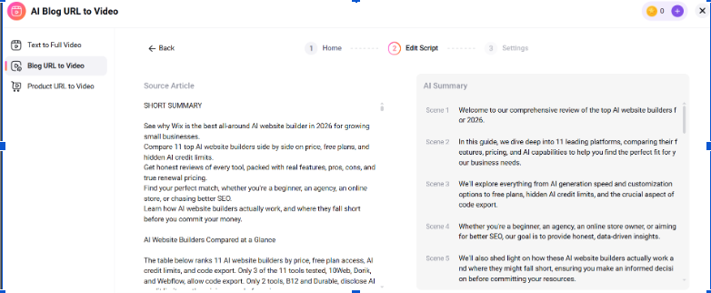 flexclip converting blog into vedio