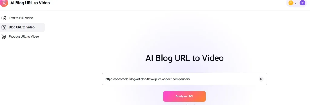 First step of blog converting into vedio by flexclip 
