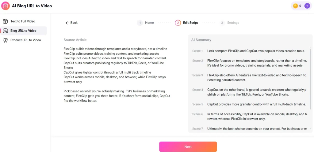 2nd step of blog converting into vedio by flexclip 