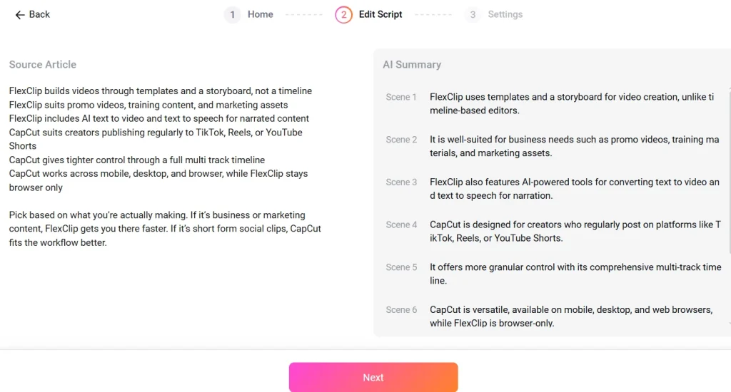 url into vedio script