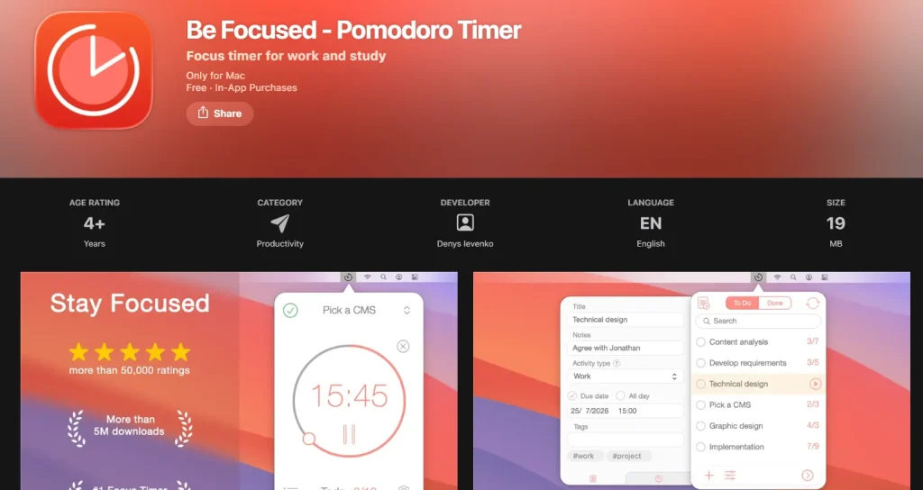 Be Focused Dashboard