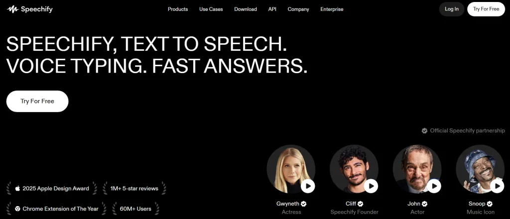 Speechify dashboard ss